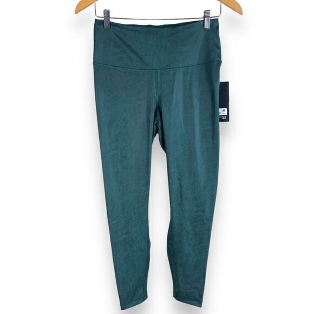 NEW 90 Degree by Reflex Leggings Womens‎ M Cracked Frosted Emerald Green Stretch